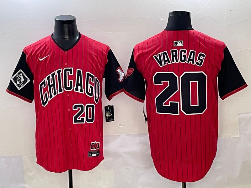 Men 2025 Chicago White Sox 20 Vargas Red Stripe Joint Name Nike MLB Jersey style 13